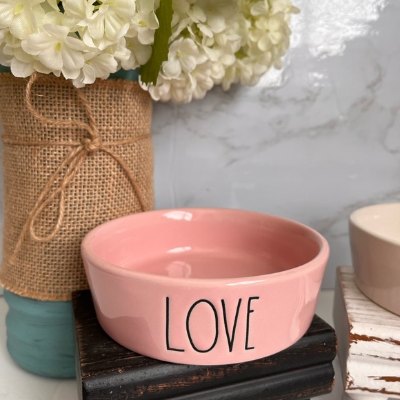 Rae Dunn Pink and Cream Pet Bowl Like New (set) - Picture 2 of 7